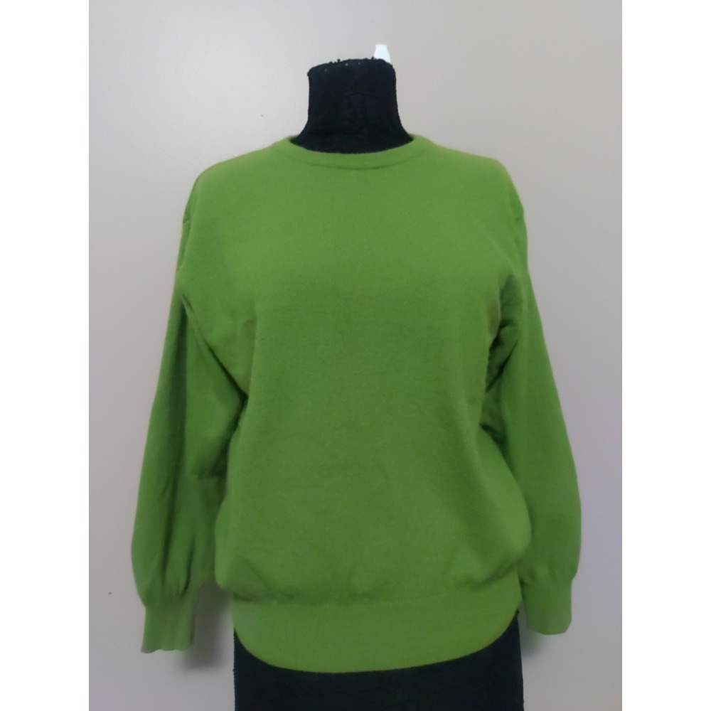 Carducci Women Lime Green Angora Wool Blend Long‎ sleeve Italy Sweater Size L